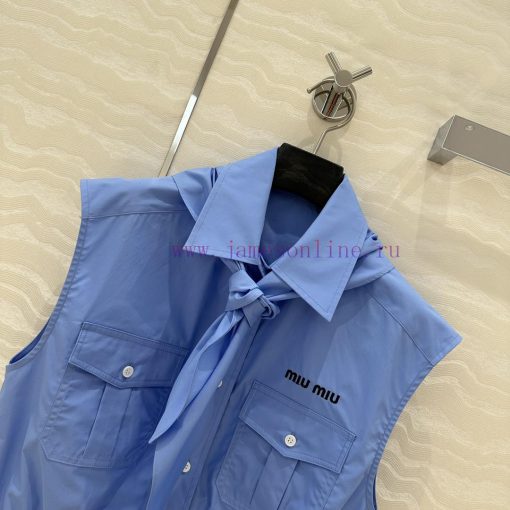 ️ AC75166 Miu Miu Wear 25s Spring/Summer New Product Scout Series Tie Vest Shirt Fashionable El 1du031hv - Image 5