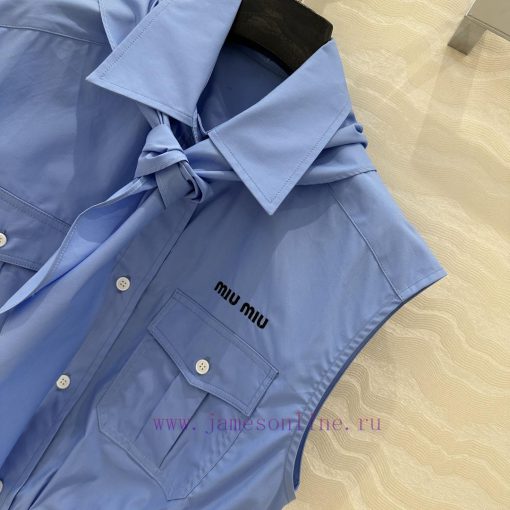 ️ AC75166 Miu Miu Wear 25s Spring/Summer New Product Scout Series Tie Vest Shirt Fashionable El 1du031hv - Image 7