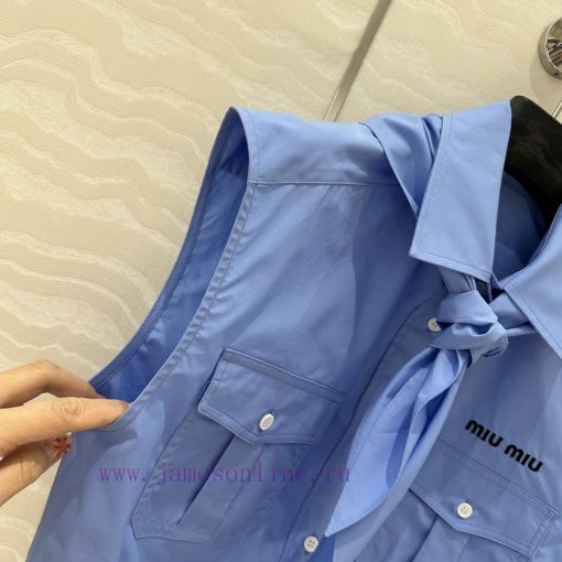 ️ AC75166 Miu Miu Wear 25s Spring/Summer New Product Scout Series Tie Vest Shirt Fashionable El 1du031hv - Image 8