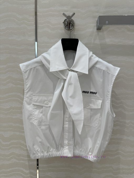 ️ AC75166 Miu Miu Wear 25s Spring/Summer New Product Scout Series Tie Vest Shirt Fashionable El 2csycjq5