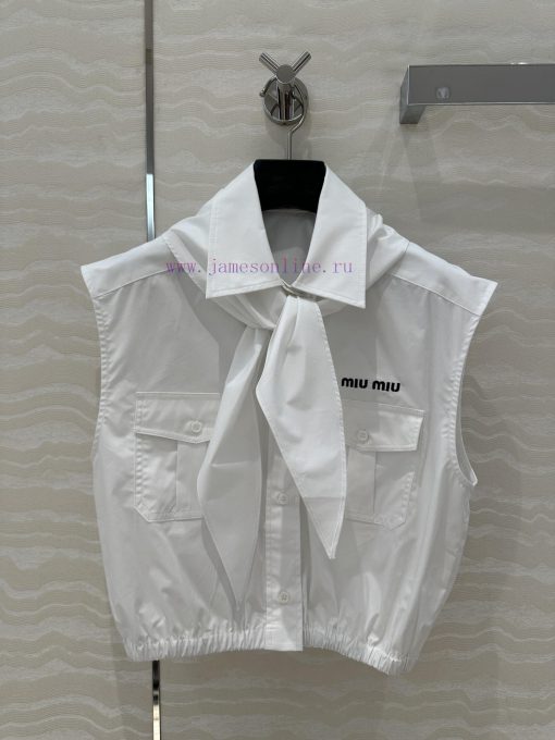 ️ AC75166 Miu Miu Wear 25s Spring/Summer New Product Scout Series Tie Vest Shirt Fashionable El 2csycjq5 - Image 2