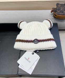 Monster Cute Bear Ears Striped Knitted Hat for Children, Warm and Versatile in Autumn and Wireypuq5x