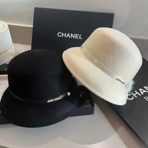 Miumiu autumn and winter new woolen hat, wool basin hat, 100% wool fabric, black and white cn1dvl4dk - Image 10