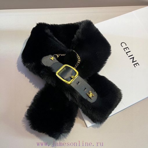 Celine autumn/winter versatile scarf, made of fiber fur and grass for super warmth. High endjqrui71h - Image 4