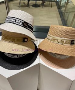 DIOR 2023 new water bucket straw woven sunshade straw hat basin hat 🤩 Beach style, simple anvo3ezhw7