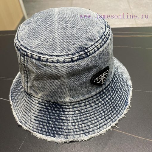 pr@da 2024 Prada denim inverted triangle baseball capStar washed denim color, same as the rucdcnuqsj - Image 5