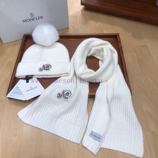 MONCLER [Color] New Original Hat Scarf Set with Rabbit Fleece and Cashmere Ingredients 🤔 Equ4f5abxxb