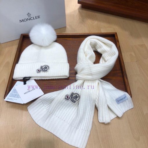 MONCLER [Color] New Original Hat Scarf Set with Rabbit Fleece and Cashmere Ingredients 🤔 Equ4f5abxxb - Image 3