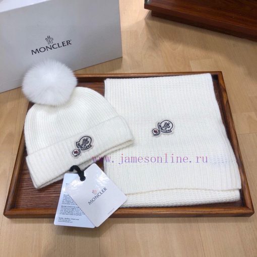 MONCLER [Color] New Original Hat Scarf Set with Rabbit Fleece and Cashmere Ingredients 🤔 Equ4f5abxxb - Image 4