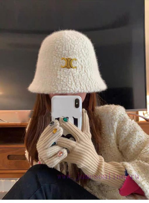 Celine autumn and winter lamb hat fisherman hatThis bucket hat with a built-in small head efripgcxm - Image 2