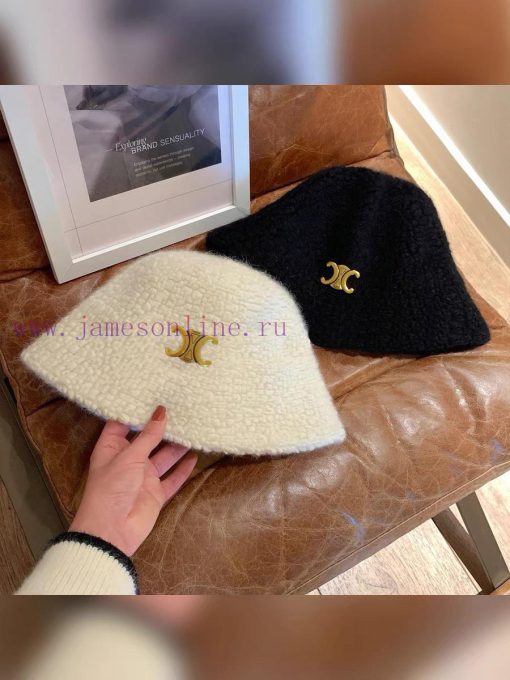 Celine autumn and winter lamb hat fisherman hatThis bucket hat with a built-in small head efripgcxm - Image 3