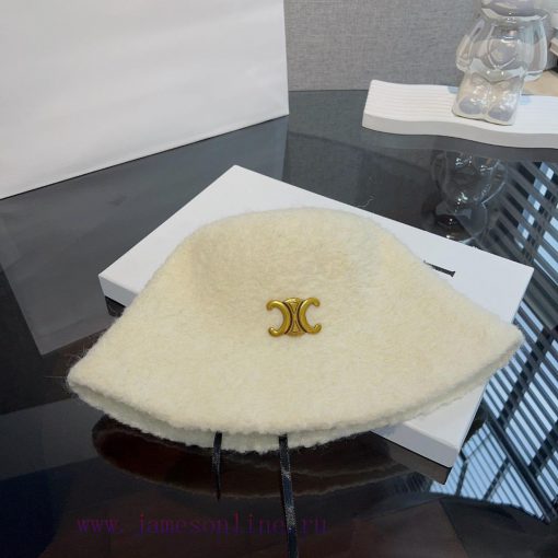 Celine autumn and winter lamb hat fisherman hatThis bucket hat with a built-in small head efripgcxm - Image 5