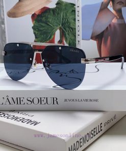 Prada 2024 new men's high-definition lens blackout pilot sunglasses frameless frame new fashmio9f32o