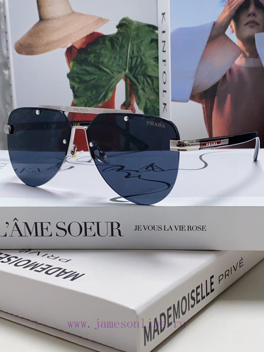 Prada 2024 new men's high-definition lens blackout pilot sunglasses frameless frame new fashmio9f32o - Image 2