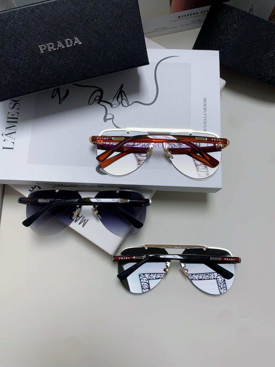 Prada 2024 new men's high-definition lens blackout pilot sunglasses frameless frame new fashmio9f32o - Image 10