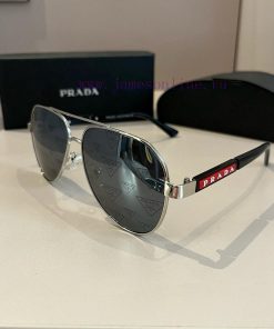 PRADA Sunglasses Sunglasses Pilot Double Beam Toad Mirror Triangle Logo, Men's and Women's 5w61z28m