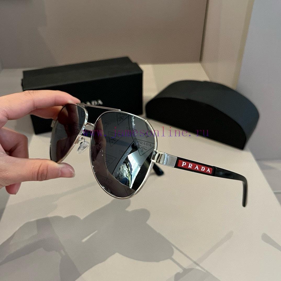 PRADA Sunglasses Sunglasses Pilot Double Beam Toad Mirror Triangle Logo, Men's and Women's 5w61z28m - Image 3