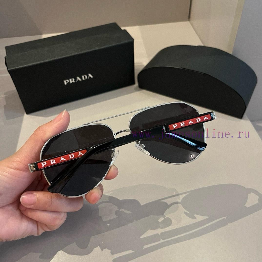 PRADA Sunglasses Sunglasses Pilot Double Beam Toad Mirror Triangle Logo, Men's and Women's 5w61z28m - Image 5