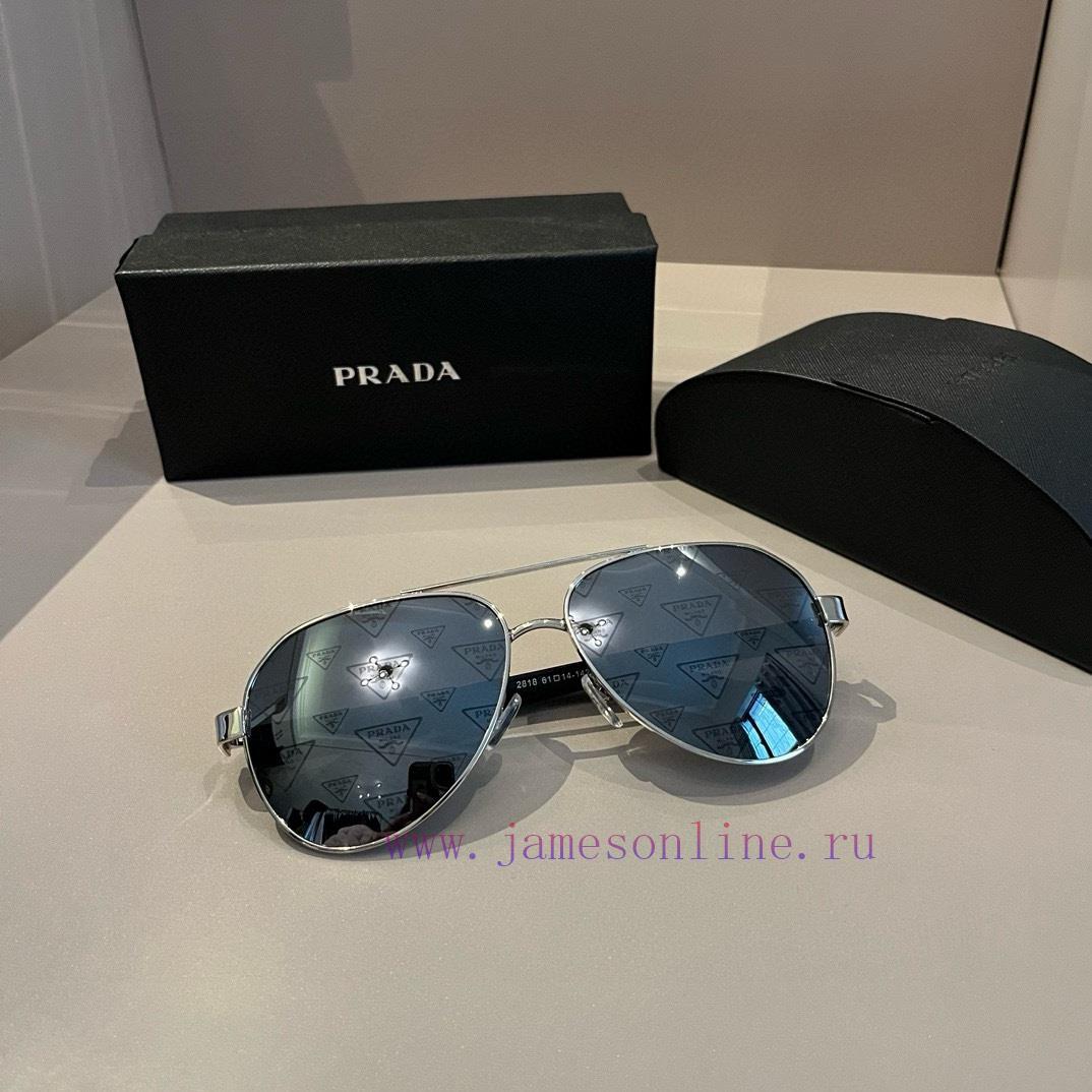 PRADA Sunglasses Sunglasses Pilot Double Beam Toad Mirror Triangle Logo, Men's and Women's 5w61z28m - Image 6