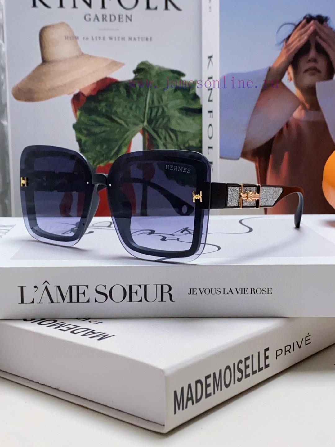 Hermes Women's Sunglasses UV resistant Round Face Large Frame Sunglasses 2024 New Large Face5af12smo - Image 2