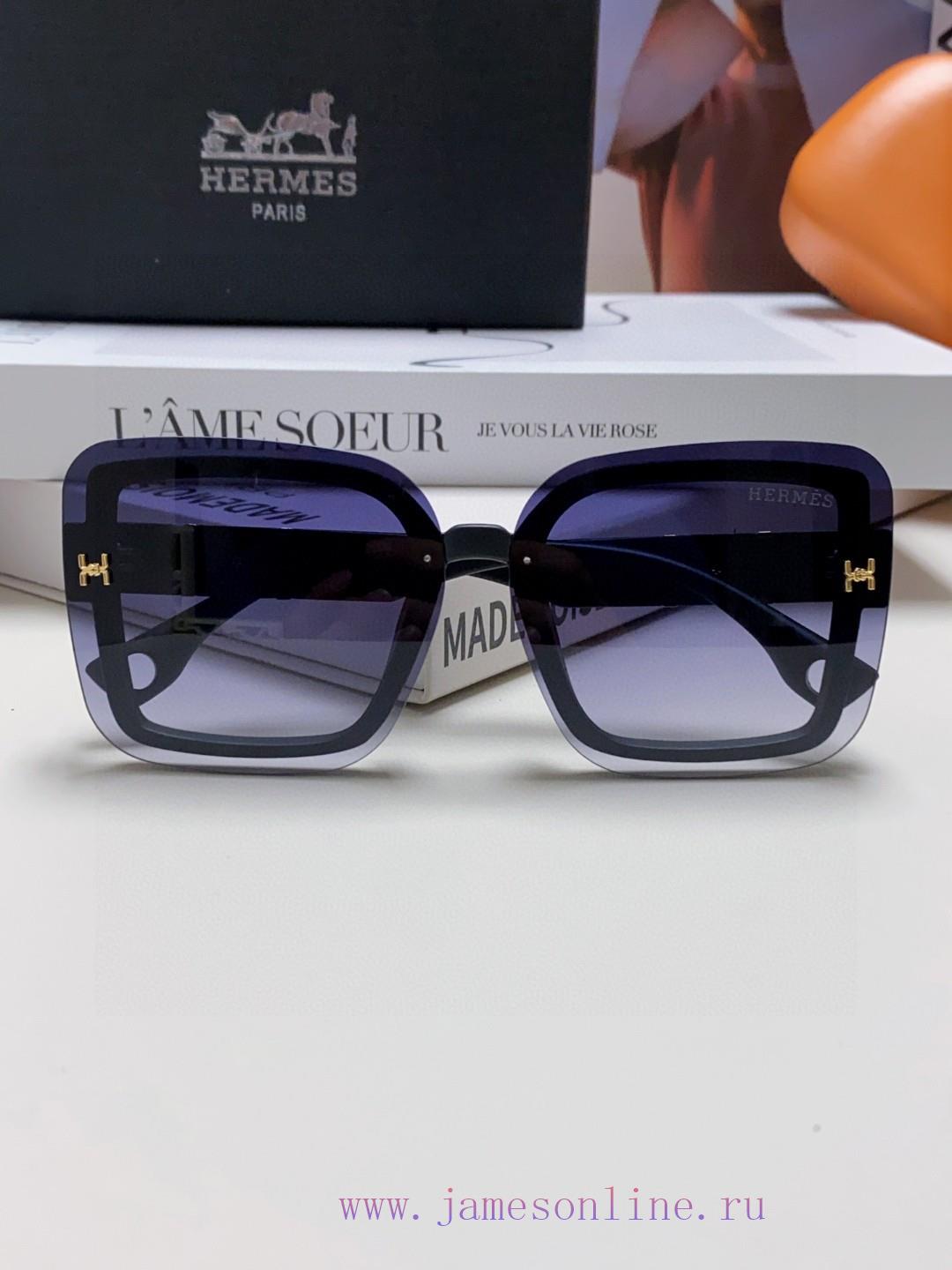 Hermes Women's Sunglasses UV resistant Round Face Large Frame Sunglasses 2024 New Large Face5af12smo - Image 8