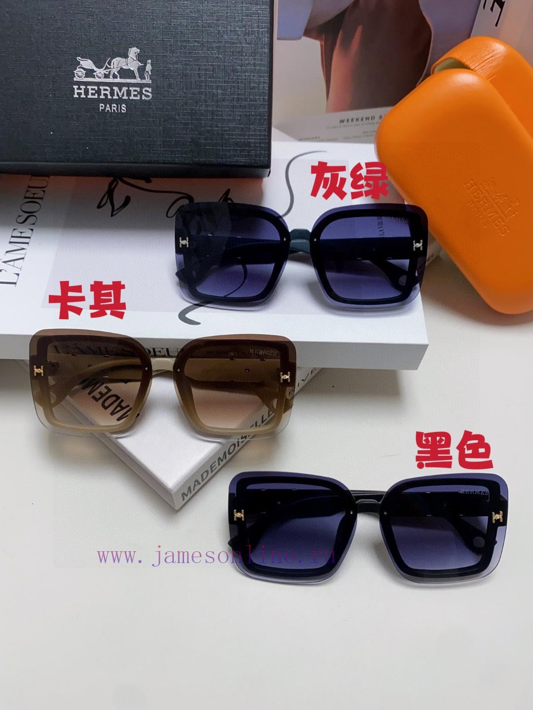 Hermes Women's Sunglasses UV resistant Round Face Large Frame Sunglasses 2024 New Large Face5af12smo - Image 11