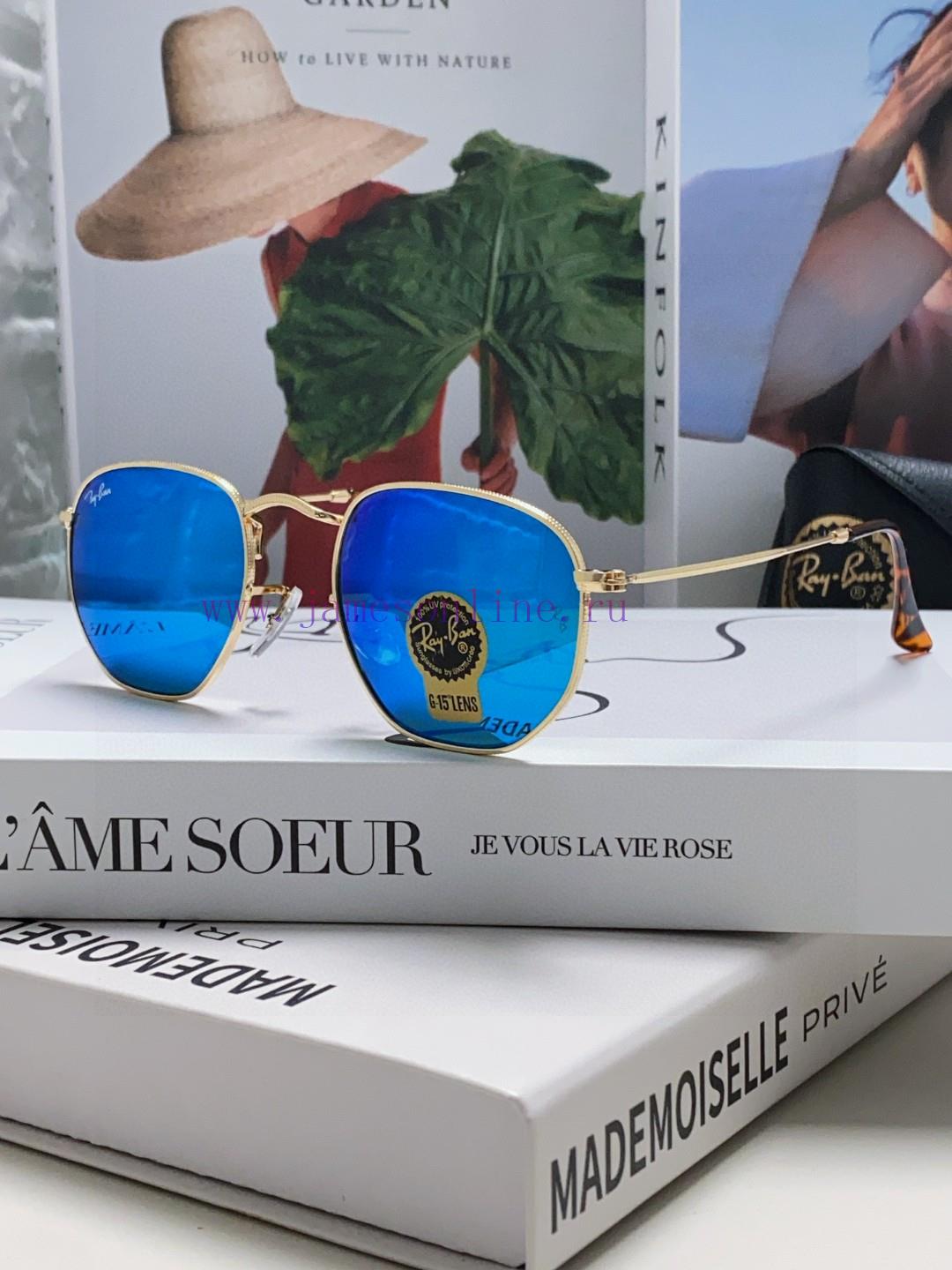 RAYBAN RB3548 flat glass lens polygonal frame dazzling trendy sunglasses, unisex size 51-21<8vomjh5d