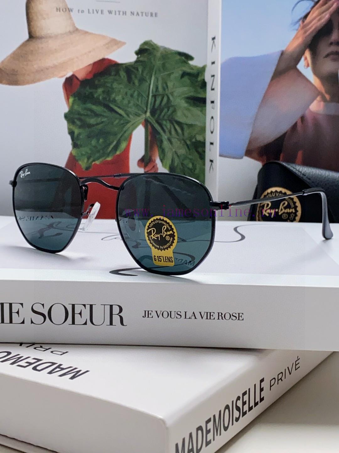 RAYBAN RB3548 flat glass lens polygonal frame dazzling trendy sunglasses, unisex size 51-21<egvq6nnp