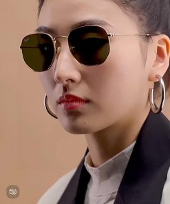 RAYBAN RB3548 flat glass lens polygonal frame dazzling trendy sunglasses, unisex size 51-21<bhy1ty8s