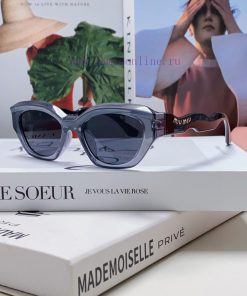 MiuMiu 2024 new cat eye navy blue polyhedral element sunglasses with UV protection TR materi2lo0y3t9