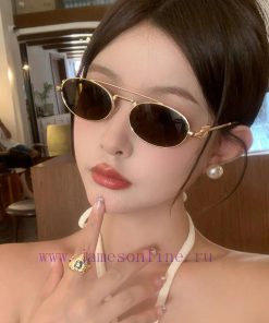 MiuMiu Miu 2024 New Metal Sunglasses for Women Miu Family Small Face Luxury Retro Ellipticalg2vphwo5