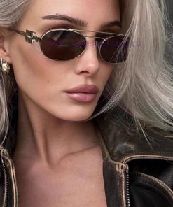 MiuMiu Miu 2024 New Metal Sunglasses for Women Miu Family Small Face Luxury Retro Ellipticalo53vylym