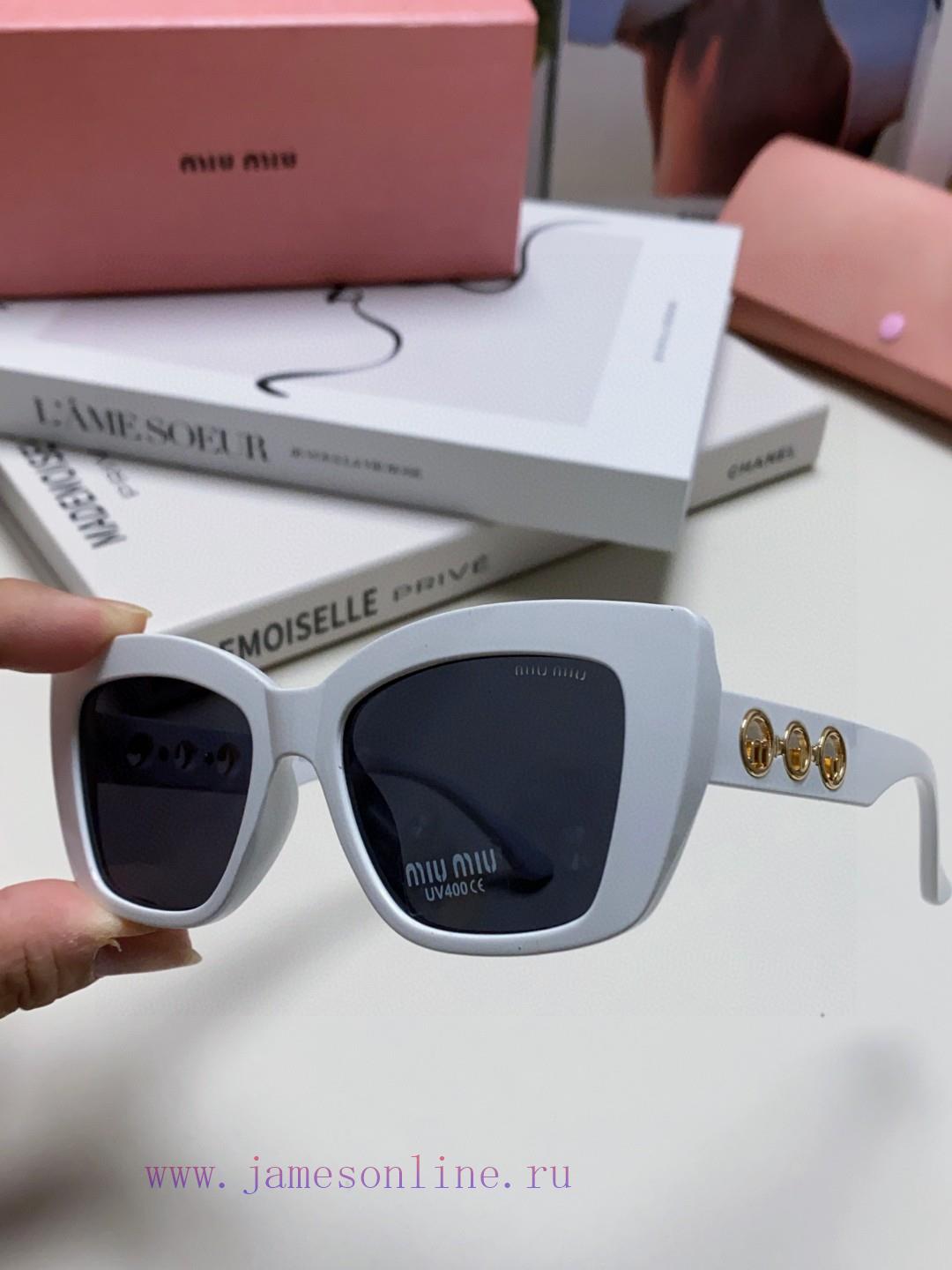 MiuMiu Miu 2024 New European and American New Fashion Sunscreen Cat Eyes Women's Sunglasses cowjckev - Image 7