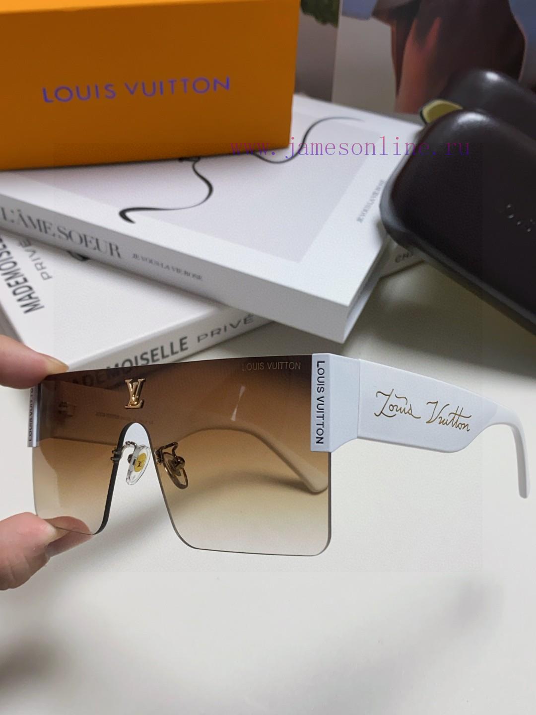 Lv Louis Vuitton 2024 New Model Metal Square Conjoined Large Frame Sunglasses for Women and t6qe9ux2 - Image 6