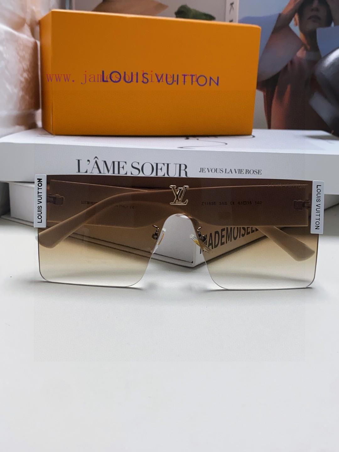 Lv Louis Vuitton 2024 New Model Metal Square Conjoined Large Frame Sunglasses for Women and t6qe9ux2 - Image 7
