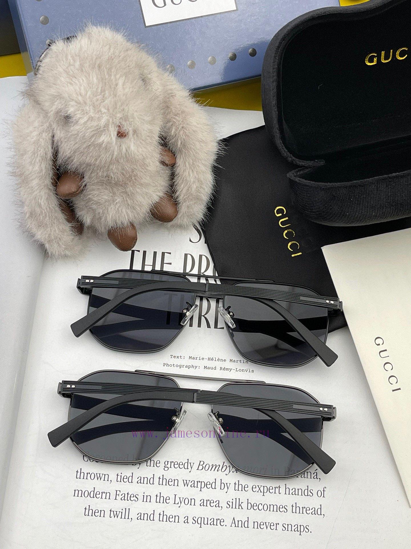 GUCCI 2024 New Men's and Women's Couple Sunglasses Polygonal Sunglasses IP Plating Never Fadcfpb0tof - Image 9