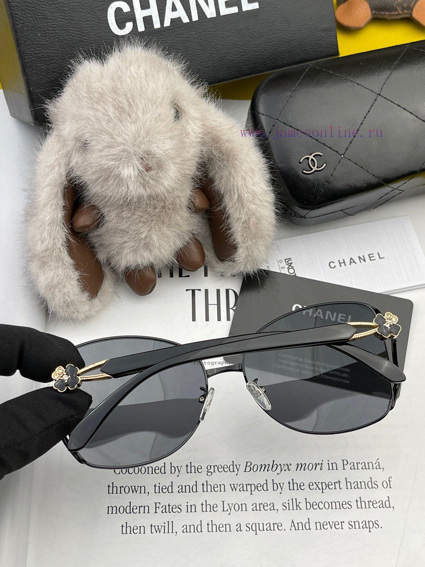 CHANEL 2024 New Camellia Trendy Popular Fashion Round Frame Sunglasses Comfortable to Wear Iip4ujcjm - Image 9