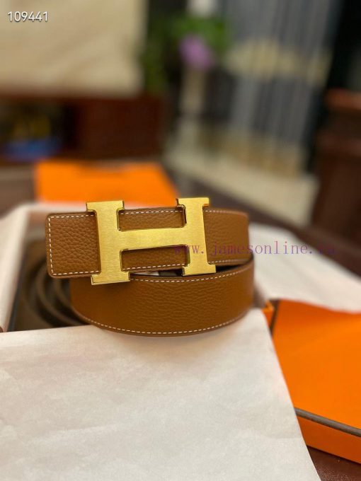 3.8cm, Hermes/Hermes Classic H brushed gold/palladium buckle, imported togo leather lining, o6papt10 - Image 5