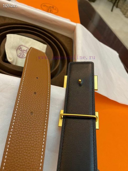3.8cm, Hermes/Hermes Classic H brushed gold/palladium buckle, imported togo leather lining, o6papt10 - Image 6