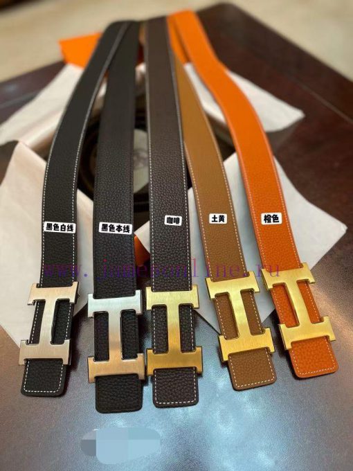 3.8cm, Hermes/Hermes Classic H brushed gold/palladium buckle, imported togo leather lining, eqs6blgh - Image 8