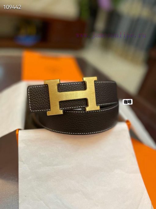 3.8cm, Hermes/Hermes Classic H brushed gold/palladium buckle, imported togo leather lining, 92x7xgxl - Image 2