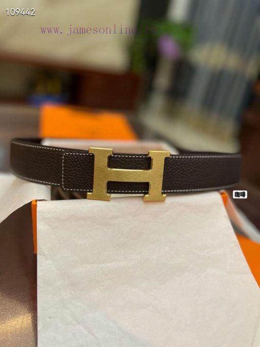 3.8cm, Hermes/Hermes Classic H brushed gold/palladium buckle, imported togo leather lining, 92x7xgxl - Image 4