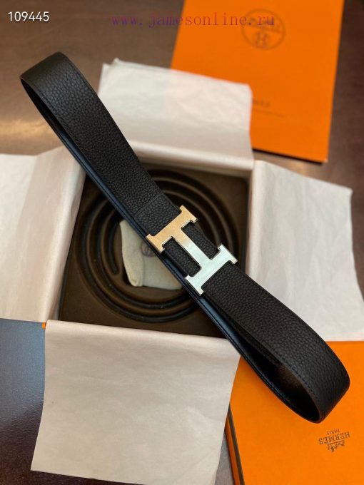3.8cm, Hermes/Hermes Classic H brushed gold/palladium buckle, imported togo leather lining, v7lhtibb - Image 2