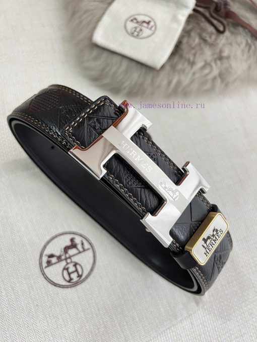 Hermes Hermes waist beltHanging buckle, classic pure steel material buckle head, double-side kt2s5j9e - Image 3