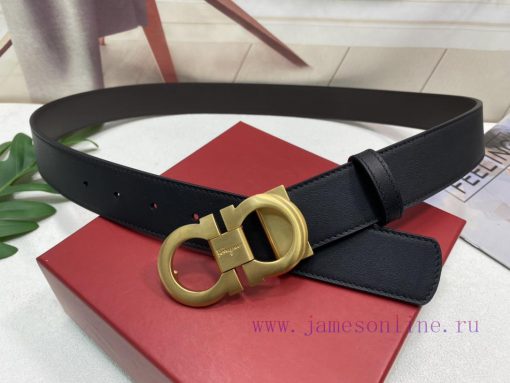 Ferragamo top layer cowhide plain weave belt body, black brown dual color integrated, both s vg6pc3gz - Image 4