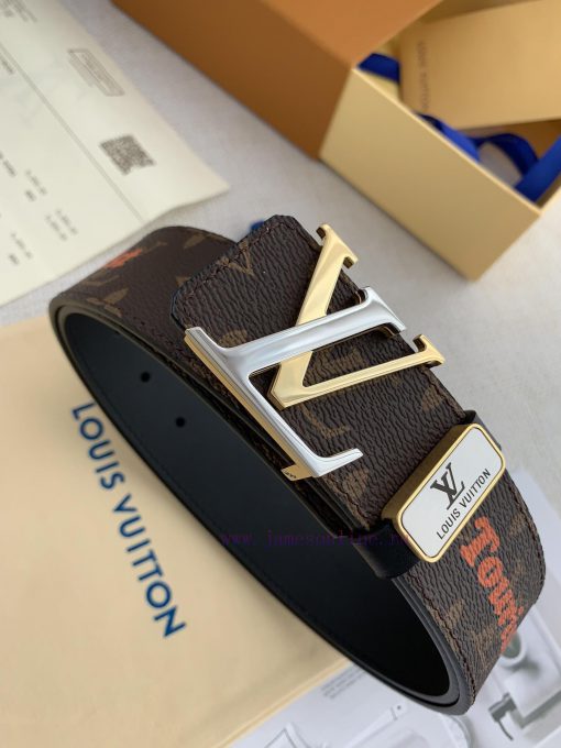 LV... Louis Vuitton ️Pure steel buckle, new vintage letter strap, top layer cowhide, photogr 2h3f5n5a - Image 3