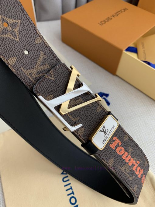 LV... Louis Vuitton ️Pure steel buckle, new vintage letter strap, top layer cowhide, photogr 2h3f5n5a - Image 5