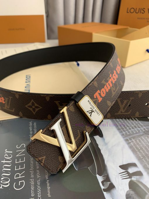 LV... Louis Vuitton ️Pure steel buckle, new vintage letter strap, top layer cowhide, photogr 2h3f5n5a - Image 7