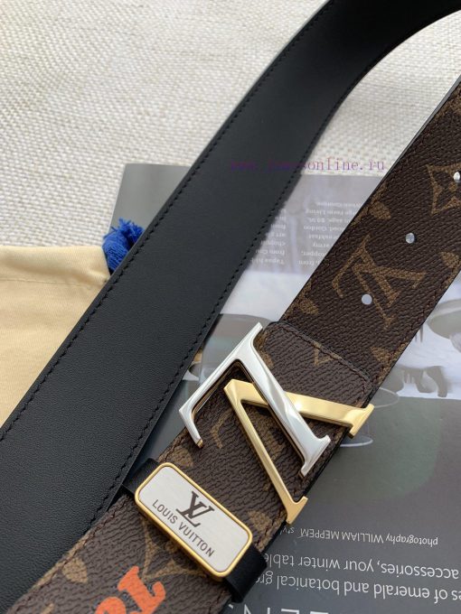 LV... Louis Vuitton ️Pure steel buckle, new vintage letter strap, top layer cowhide, photogr 2h3f5n5a - Image 8