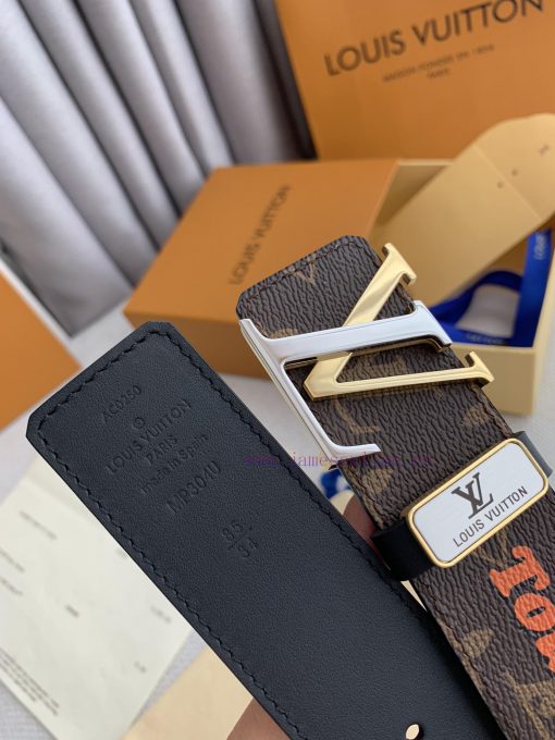 LV... Louis Vuitton ️Pure steel buckle, new vintage letter strap, top layer cowhide, photogr 2h3f5n5a - Image 9